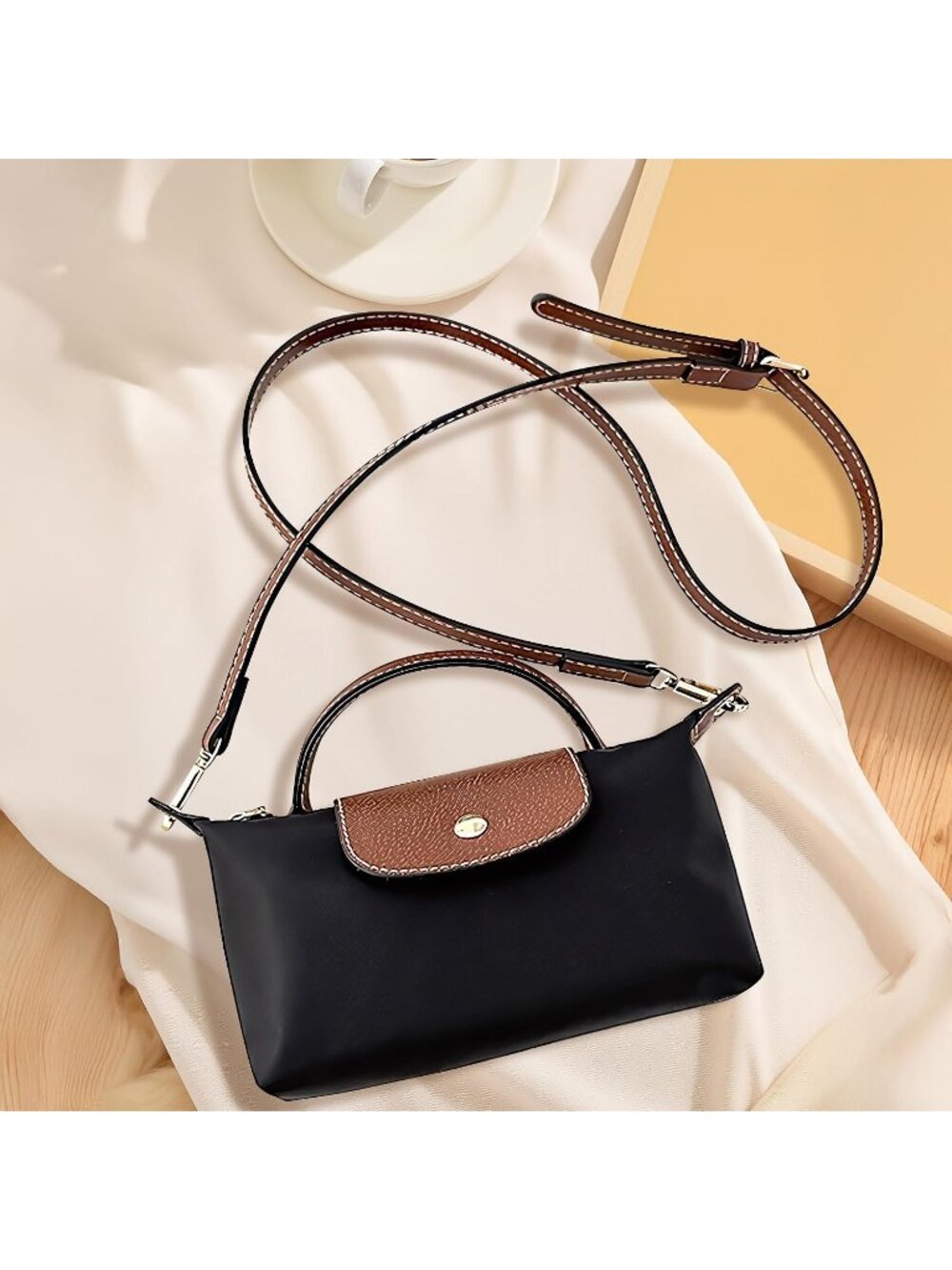 Women’s Black Colorblock Elegance Mini Shoulder Bag Purse with Adjustable Strap